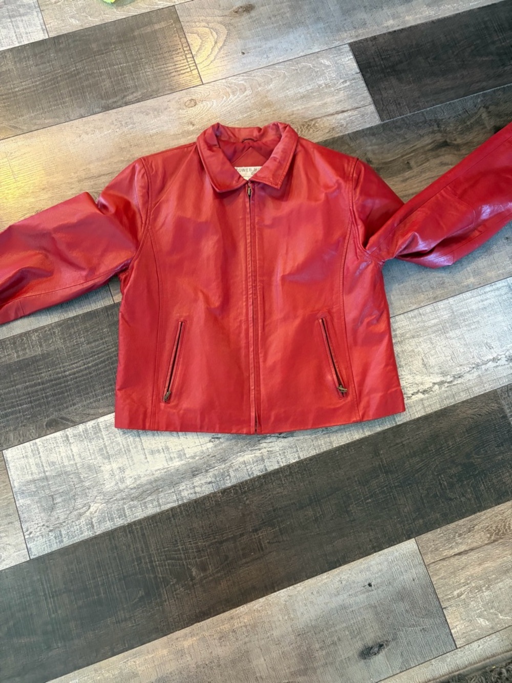 Tower Hill Collection Red Leather Jacket Y2K Vintage Style Sz 14